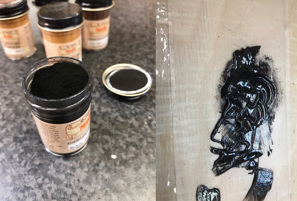 Füller gemischt aus Epoxydharz und Farbpigmenten
