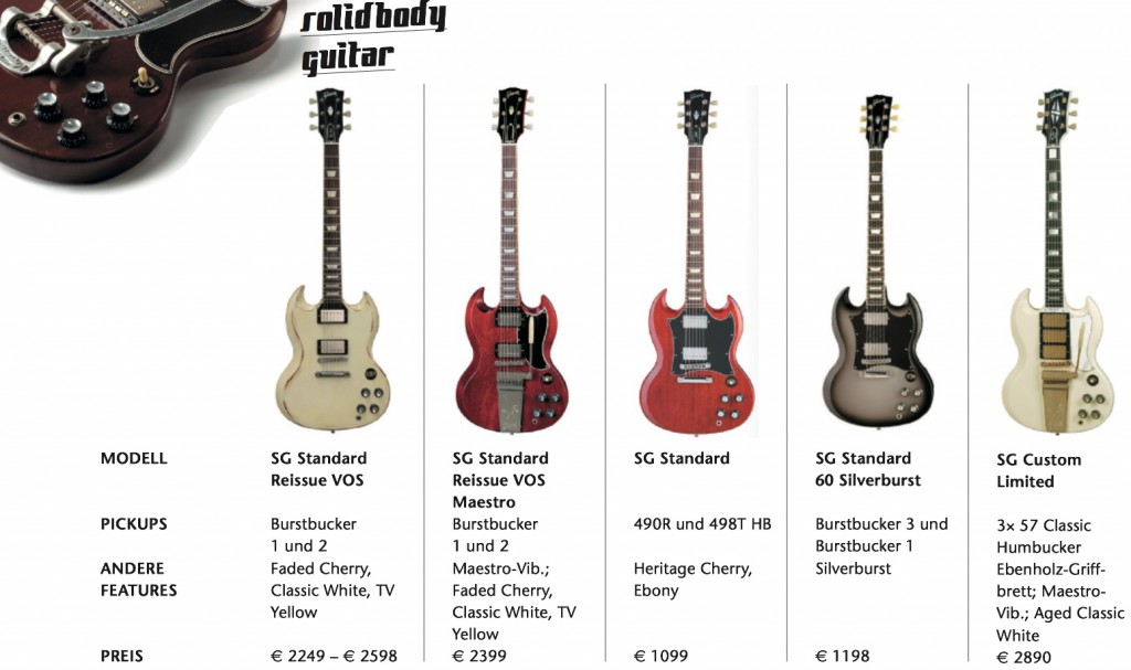 verschiedene Gibson SGs