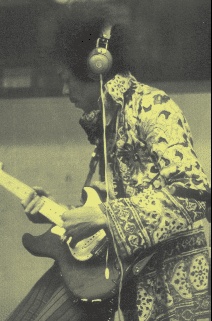 Jimi Hendrix mit Kopfhörern