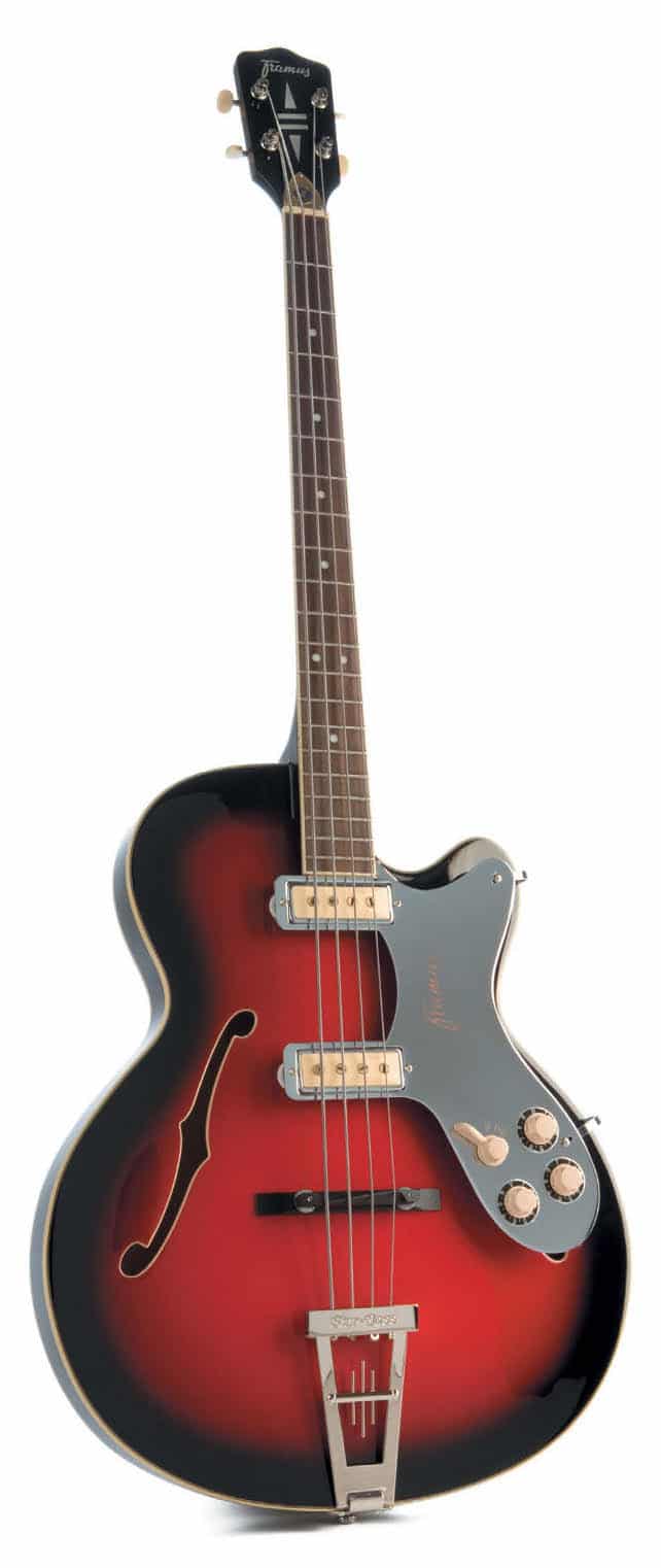 Thinline-Halbresonanzbass im Vintage-Style von Framus, stehend