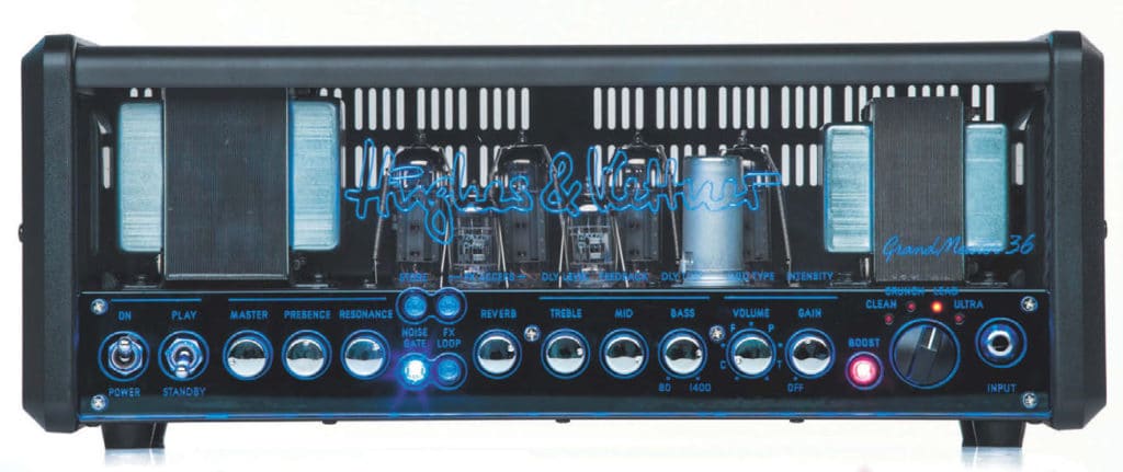 E-Gitarren-Verstärker, Topteil, von Hughes&Kettner, schwarz-blau