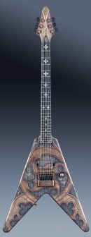 Framus WH 1 im „Gothic Ornament Totale stehend vor schwarzem Hintergrund