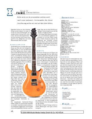 Fame Forum Iii Limited Edition E Gitarre Gitarre Bass