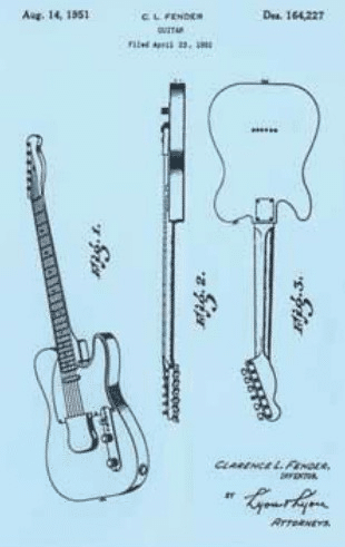 Patentzeichnung der Fender Telecaster