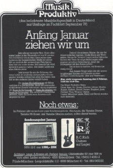 Anzeige im Fachblatt Musik Magazin, Januar 1979.