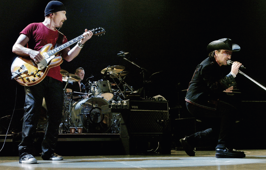 The Edge mit Gitarre